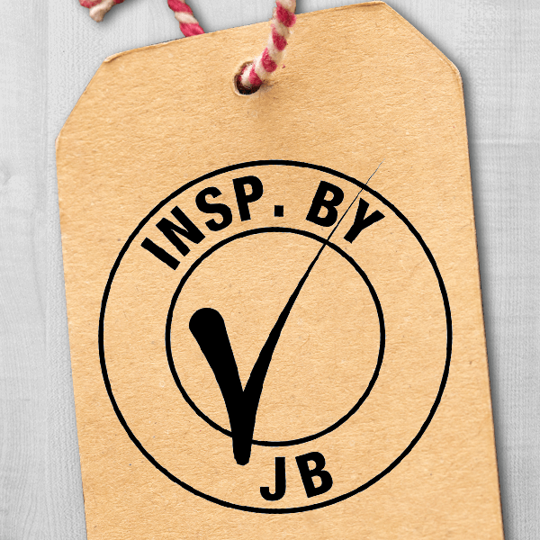 Initials & Check Mark Inspection Stamp - Simply Stamps