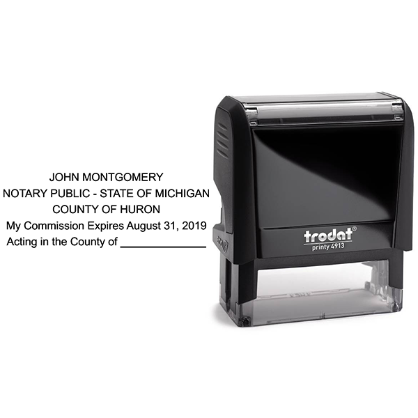 Michigan Notary Stamp - Self-Inking Rectangular 2.3x0.81 Inch With Your Custom Info